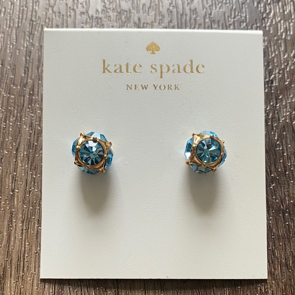 Kate Spade Gold and Blue Crystal Earrings